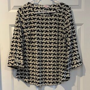 Pixley Navy and Cream Hummingbird Print Blouse